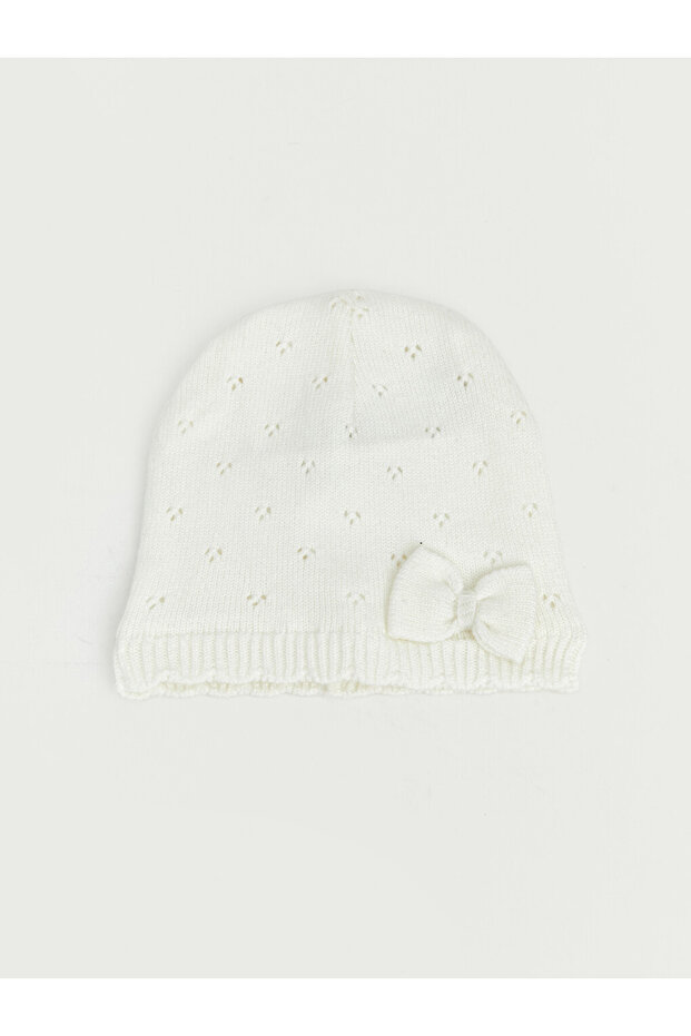 Bow Detailed Baby Girl Beanie (W6)