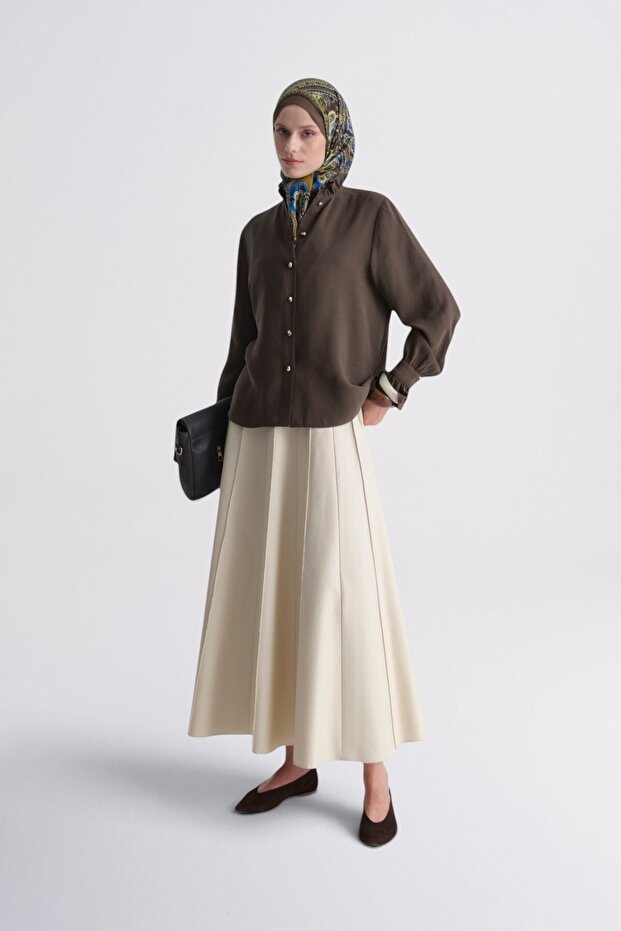 Ruffle Detailed Blouse Brown