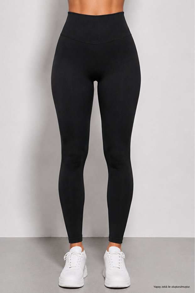 Women's Black High Waist Slimming Stretchy Leggings