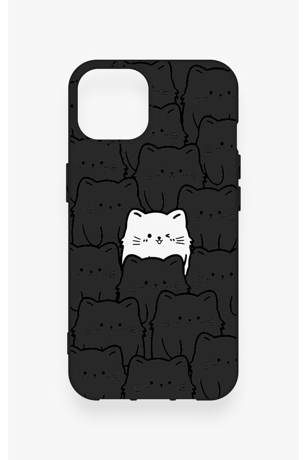 Many Cats Patterned Silicone Case Compatible with iPhone 14