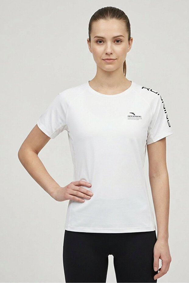 Women Regular Fit Short Sleeve Running T-Shirt, White