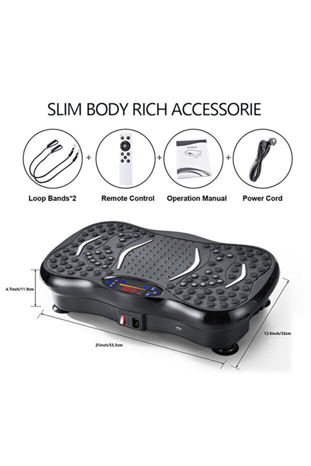 Vibration Plate Workout Machine with 99 Levels Bluetooth Speaker Remote Control Resistance Bands for Full Body Home Exercise 330lb Capacity
