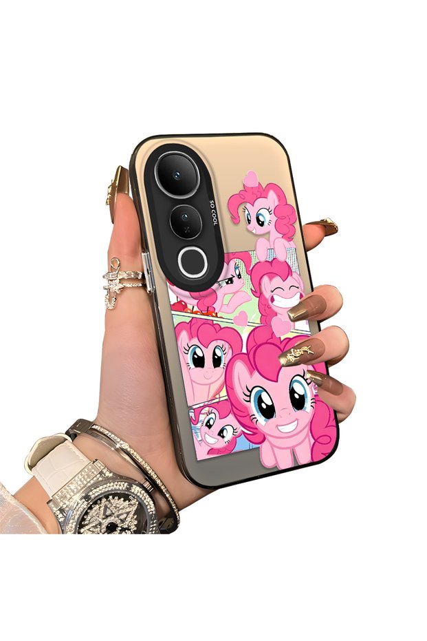 Vivo V50 Lite 4G/5G Compatible Pinkie Pie Multiple Facial Expression Printed Hard Acrylic Back Soft Silicone Frame Case