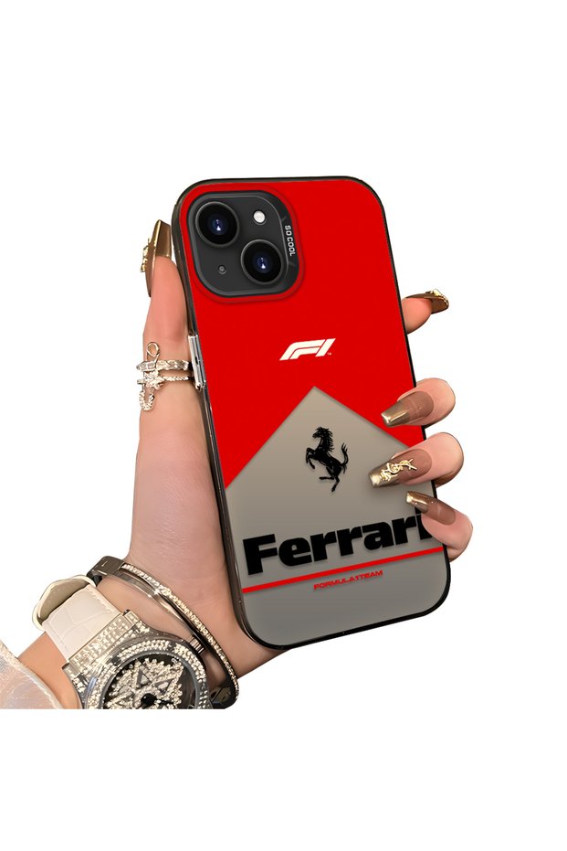 iPhone 13 Mini Compatible Stylish Racing Car Pattern Acrylic Back Panel Silicone Edge Shock Absorbing Case