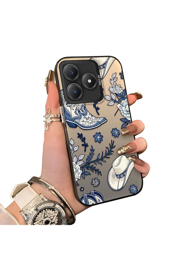 Realme C63 4G/C61 Compatible Hard Acrylic Back Silicone Edge Lens Protection Case
