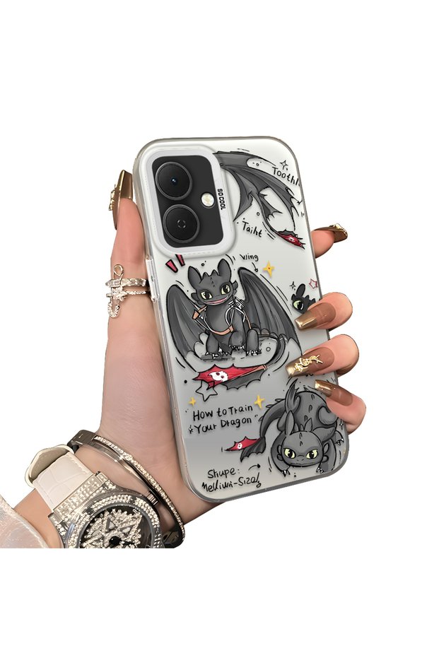 Tecno Spark Go 2(Km4) Compatible Hard Acrylic Back Silicone Edge Lens Protection Case Dragon