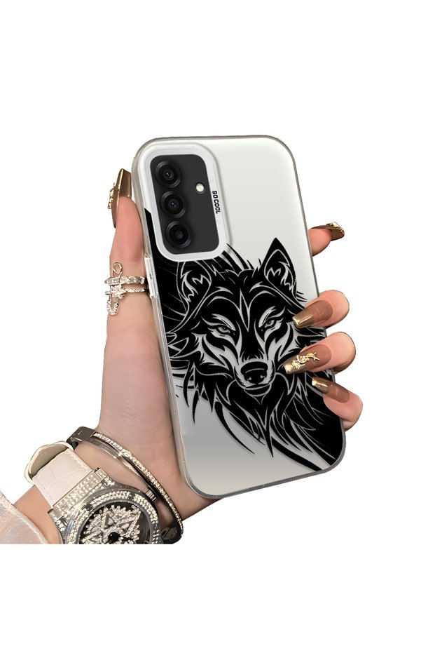 Samsung Galaxy A26 Compatible Hard Acrylic Back Silicone Edge Lens Protection Case Wolf
