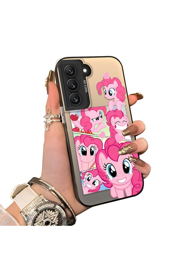 Samsung Galaxy S22 Compatible Pinkie Pie Multiple Face Expression Printed Hard Acrylic Back Soft Silicone Frame Case
