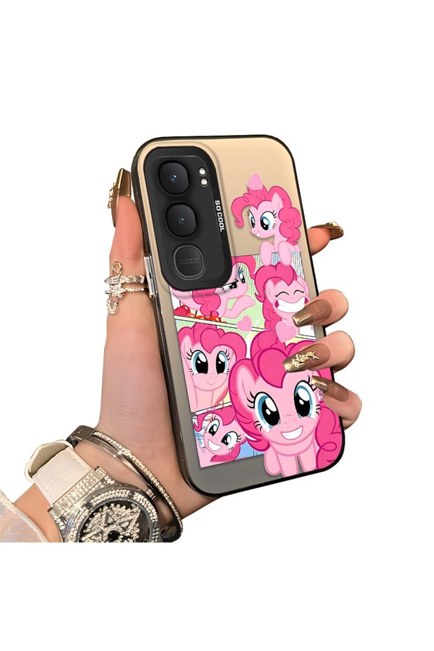 Vivo Y31/Y21D Compatible Pinkie Pie Multiple Facial Expression Printed Hard Acrylic Back Soft Silicone Frame Case