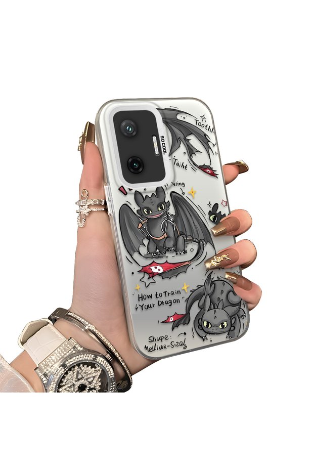 Xiaomi Poco F7 Compatible Hard Acrylic Back Silicone Edge Lens Protection Case Dragon