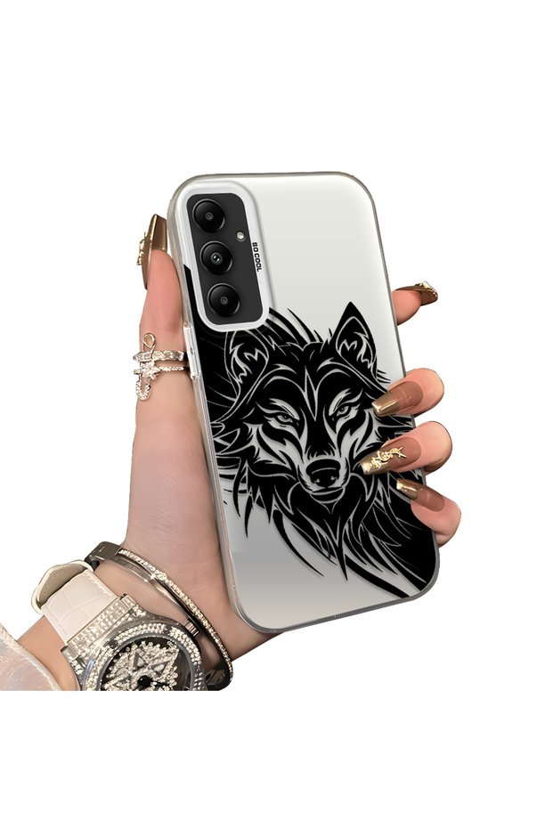 Samsung Galaxy A05S Compatible Hard Acrylic Back Silicone Edge Lens Protection Case Wolf