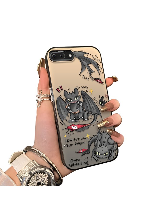 iPhone 7 Plus/8 Plus Compatible Hard Acrylic Back Silicone Edge Lens Protection Case Dragon