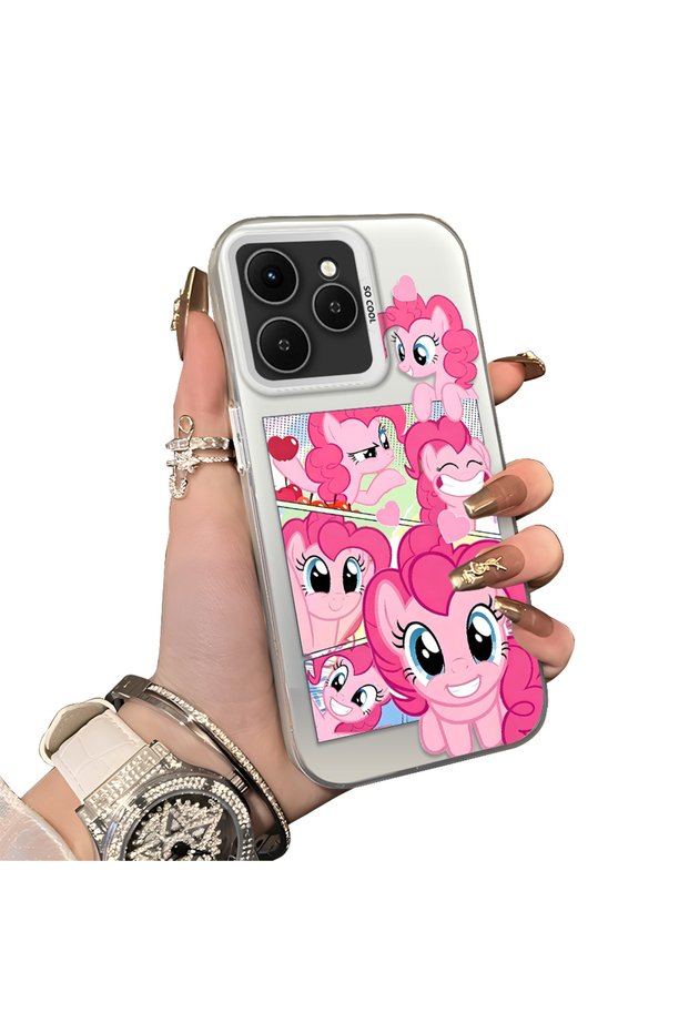 Tecno Spark 40 Compatible Pinkie Pie Multiple Facial Expression Printed Hard Acrylic Back Soft Silicone Frame Case