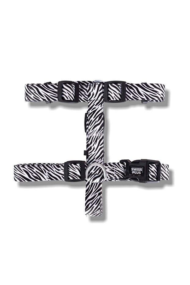 Swissplus Urban Paws Zebra Black Recycled H-Type Dog Chest Harness-M