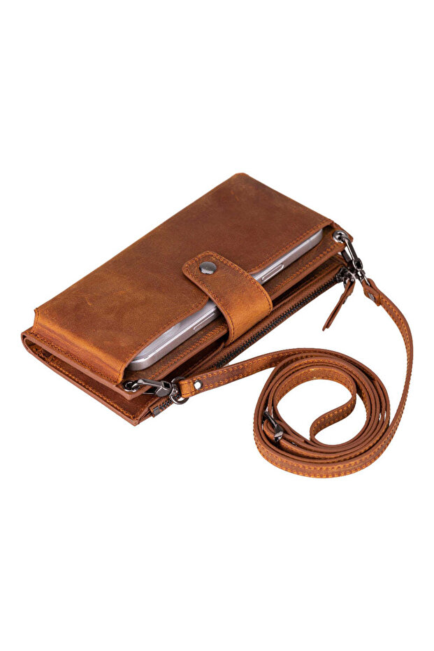 Lozan strap saddle heritage genuine leather crossbody wallet bag