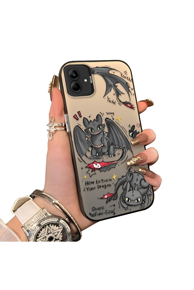 Samsung Galaxy A03/A04E/A04 Compatible Hard Acrylic Back Silicone Edge Lens Protection Case Dragon