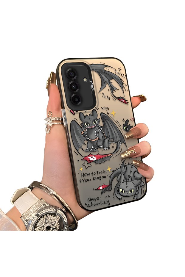 Samsung Galaxy A17 4G/5G Compatible Hard Acrylic Back Silicone Edge Lens Protection Case Dragon