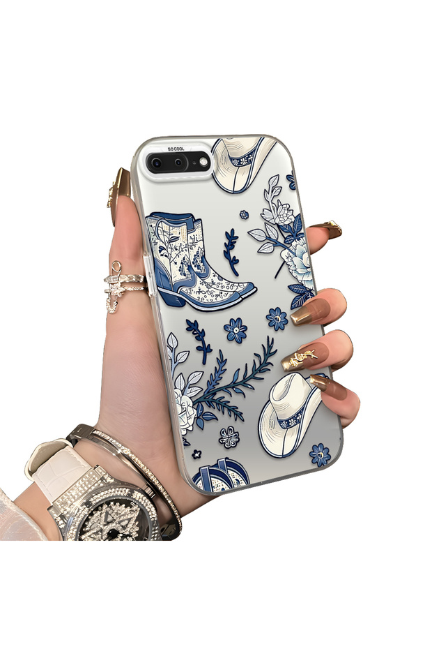 iPhone 7 Plus/8 Plus Compatible Hard Acrylic Back Silicone Edge Lens Protection Case