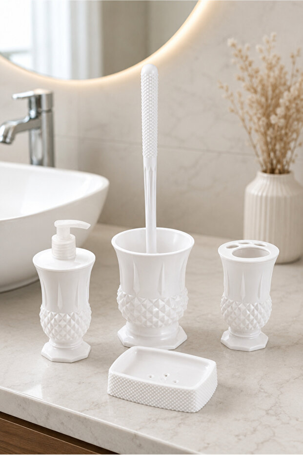 4-Piece Prism Design Bathroom Set Plastic