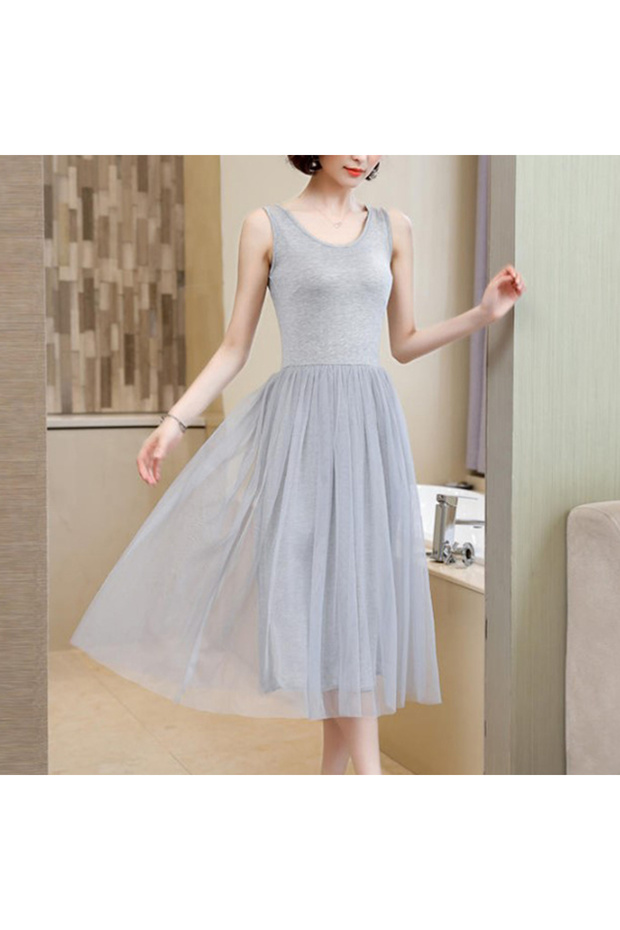 Women's Gray Sleeveless Dress