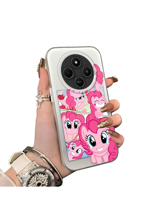 Xiaomi Redmi 14C 4G/5G Compatible Pinkie Pie Multiple Facial Expression Printed Hard Acrylic Back Soft Silicone Frame Case