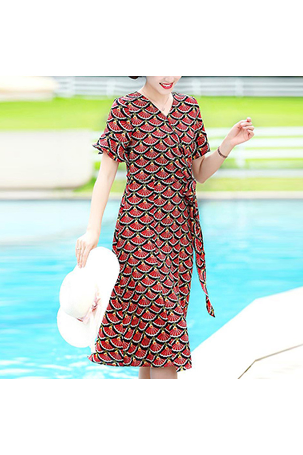 Women's Red Wrap Dress