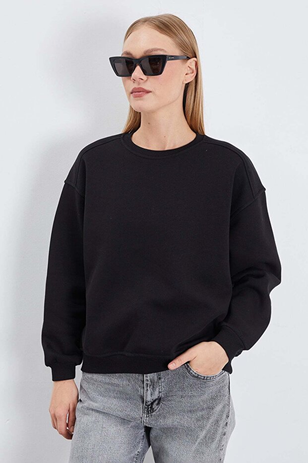 3 Yarn Basic Crew Neck Oversize Sweatshirt