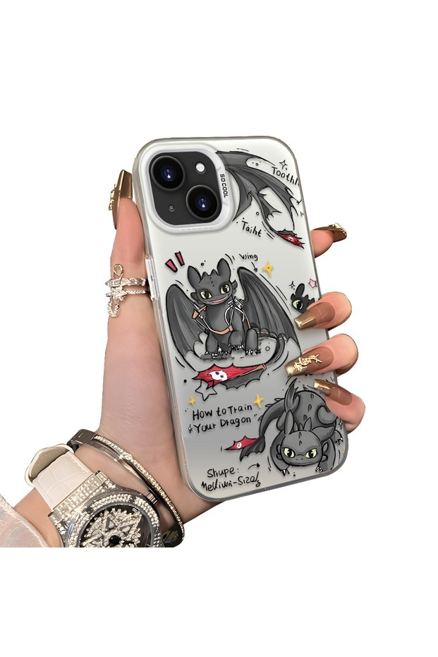 iPhone 13 Mini Compatible Hard Acrylic Back Silicone Edge Lens Protection Case Dragon
