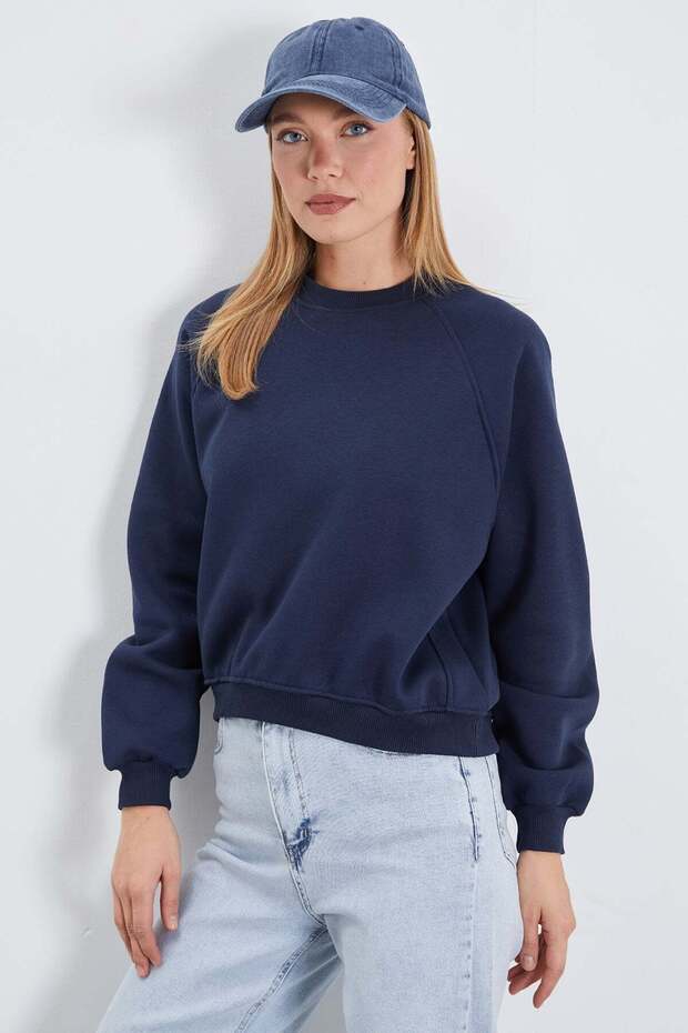 3 Yarn Basic Crew Neck Oversize Sweatshirt