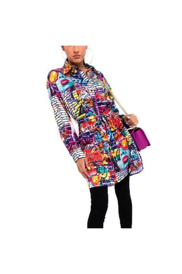 Women's Multicolor Graphic Shirt dress