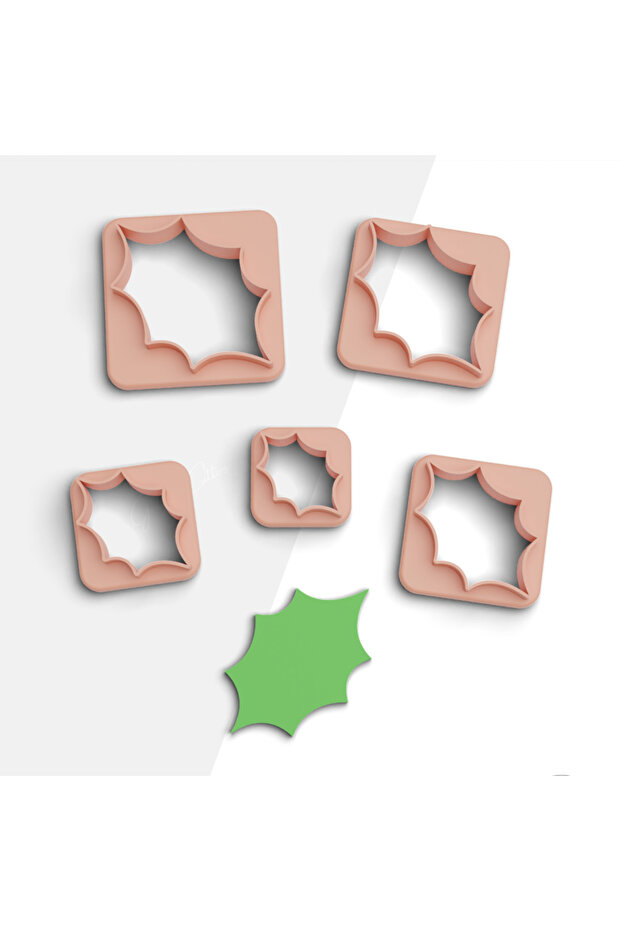 Shepherd's Tuft Leaf Polymer Clay Cutting Mold, Earring Molds, Cookie Mold, 5 Sizes, No:497