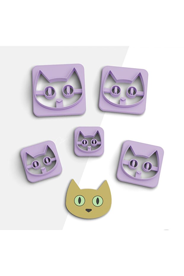 Cat Face Polymer Clay Cutting Mold, Earring Mold, Cookie Mold, Ceramic Mold, 5 Sizes, No: 583