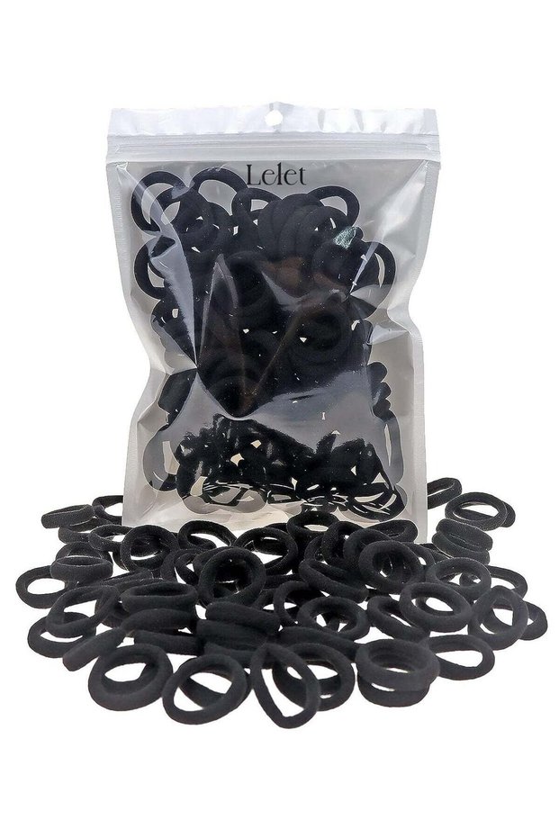 200Pcs Nylon Toddler Hair Elastics Ponytail Holder Soft & Seamless Baby Hair Ties Black Rubber Bands for Girls, Gentle on Hair, 2.3cm Diameter-Black