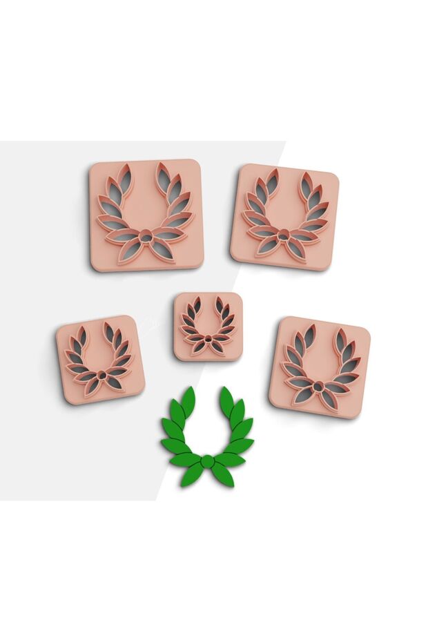Laurel Wreath Polymer Clay Cutting Mold, Earring Mold, Cookie Mold, Ceramic Mold, 5 Sizes, No: 558