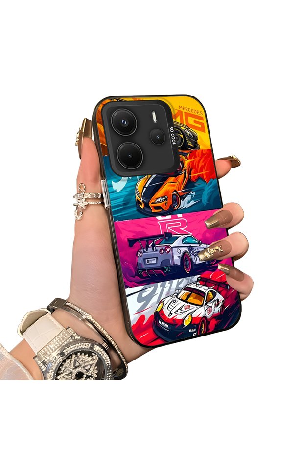 Xiaomi Redmi Note 14 4g Gtr Racing Car Themed Stylish Case Hard Acrylic Back Soft Silicone Edge Shockproof Case