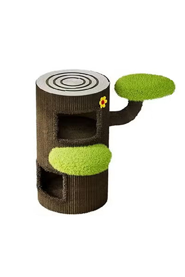 Tree Stump-Inspired Cat Condo with Platforms – 55cm Height