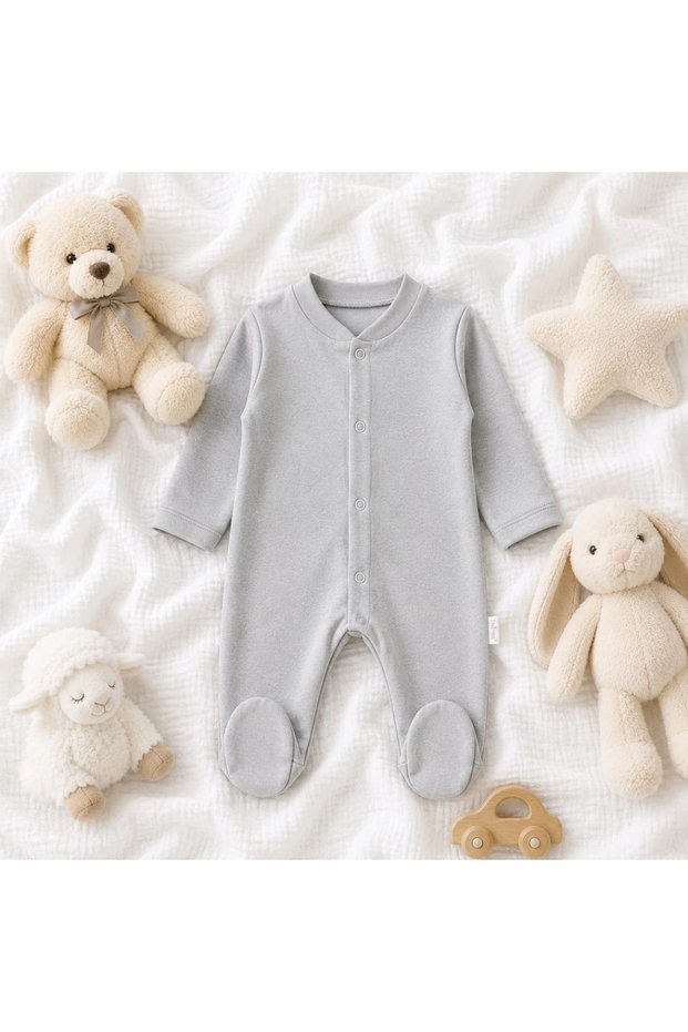 Desensized combed baby jumpsuit with booties