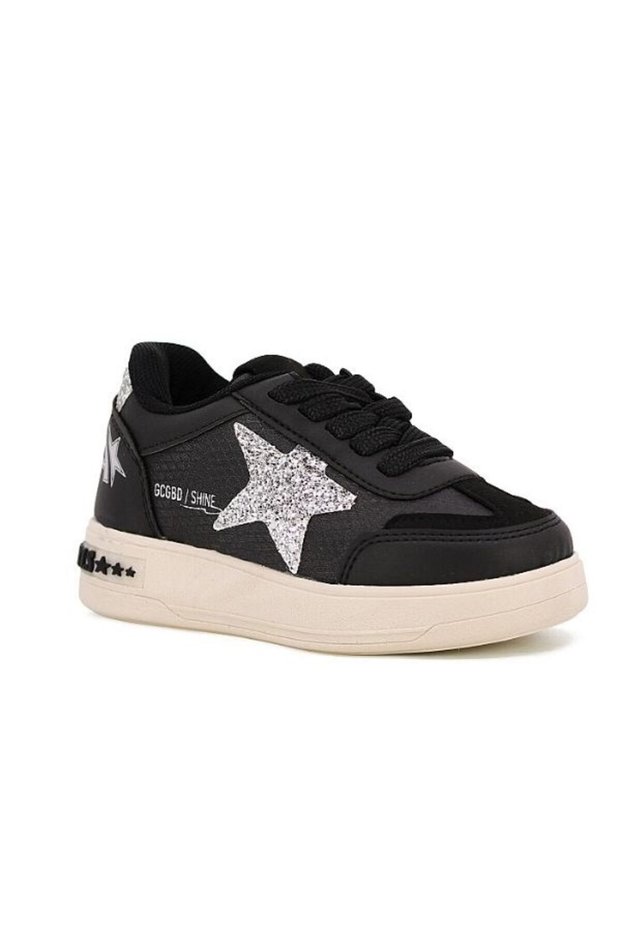 Girl's Star Sports Shoes Black-Silver 500605