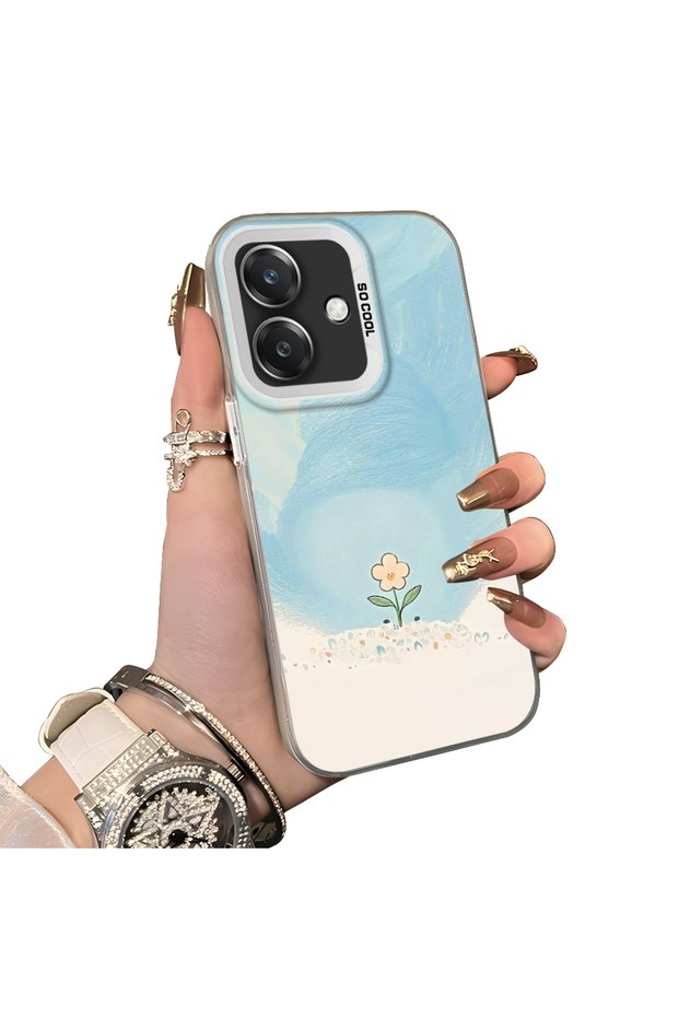 For Oppo A3/A3X 4G/5G Compatible Cute Little Flower Pattern Acrylic Back Silicone Edge Phone Case