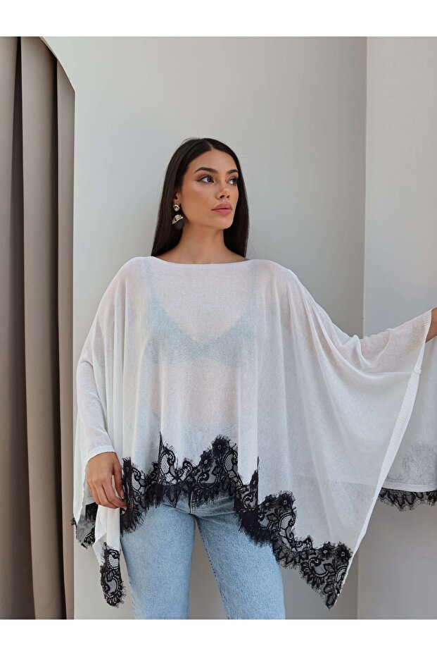 Lace Detail Cape Blouse