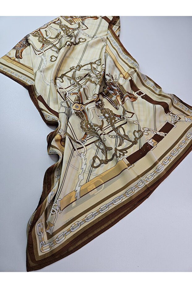 Luxury Voile Silk Shawl Scarf Chain Pattern Double Sided 70 X 180 cm