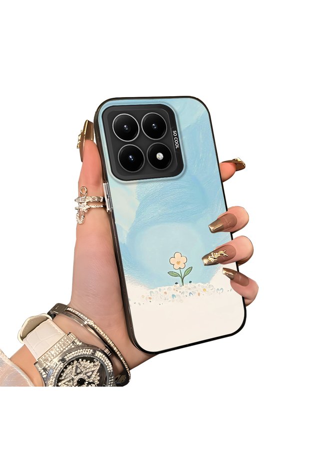 Cute Little Flower Pattern Acrylic Back Silicone Edge Phone Case Compatible with Xiaomi Mi 15t