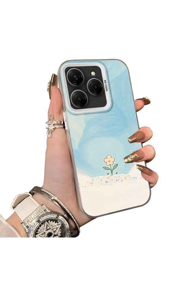 Cute Little Flower Pattern Acrylic Back Silicone Edge Phone Case for Tecno Spark 20 Pro 4G/5G Compatible