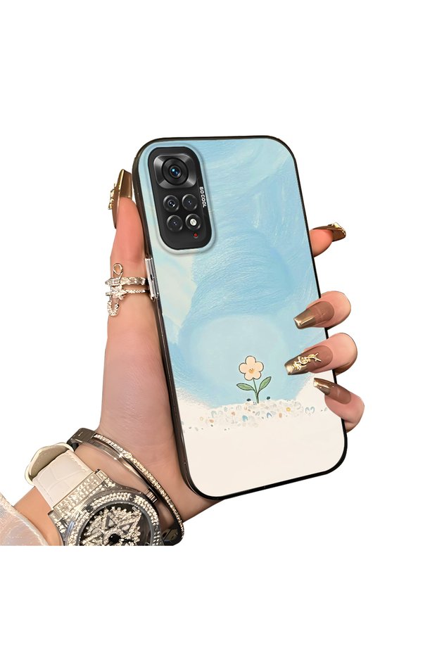Cute Little Flower Pattern Acrylic Back Silicone Edge Phone Case for Xiaomi Redmi Note 11/Note 11S Compatible