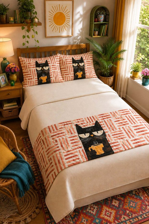 Double Quilted Bed Runner and Pillow Set 80X220 cm 6Ead5