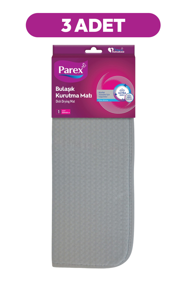Dish Mat Gray Triple Pack