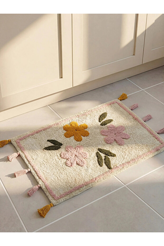 Lcw Home Mixed Tassel Floral Patterned Bath Mat 50X80 cm