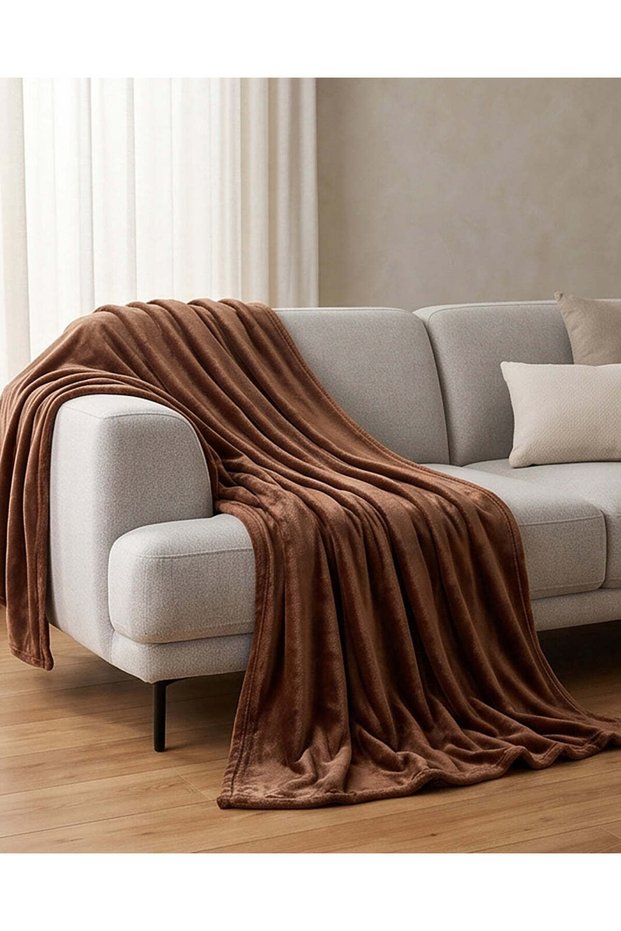 Brown Flannel Blanket Queen Size 200x220cm