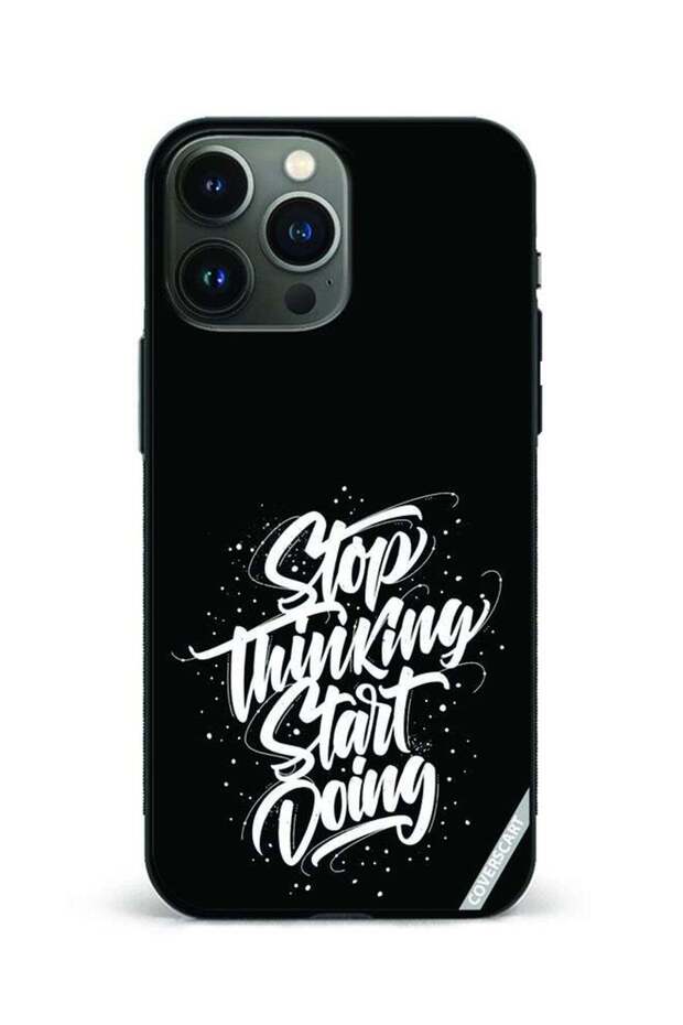 Protective Case Cover For Apple iPhone 13 Pro Stop Thinking Start Doing Design Black