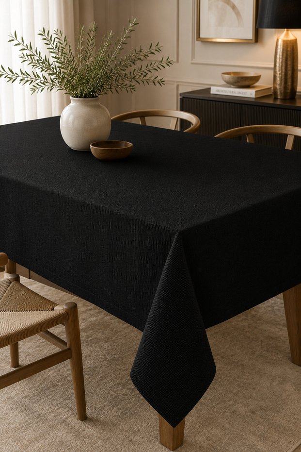Linen Touch Khaki Green Collection Linen Look Solid Color Polyester Tablecloth